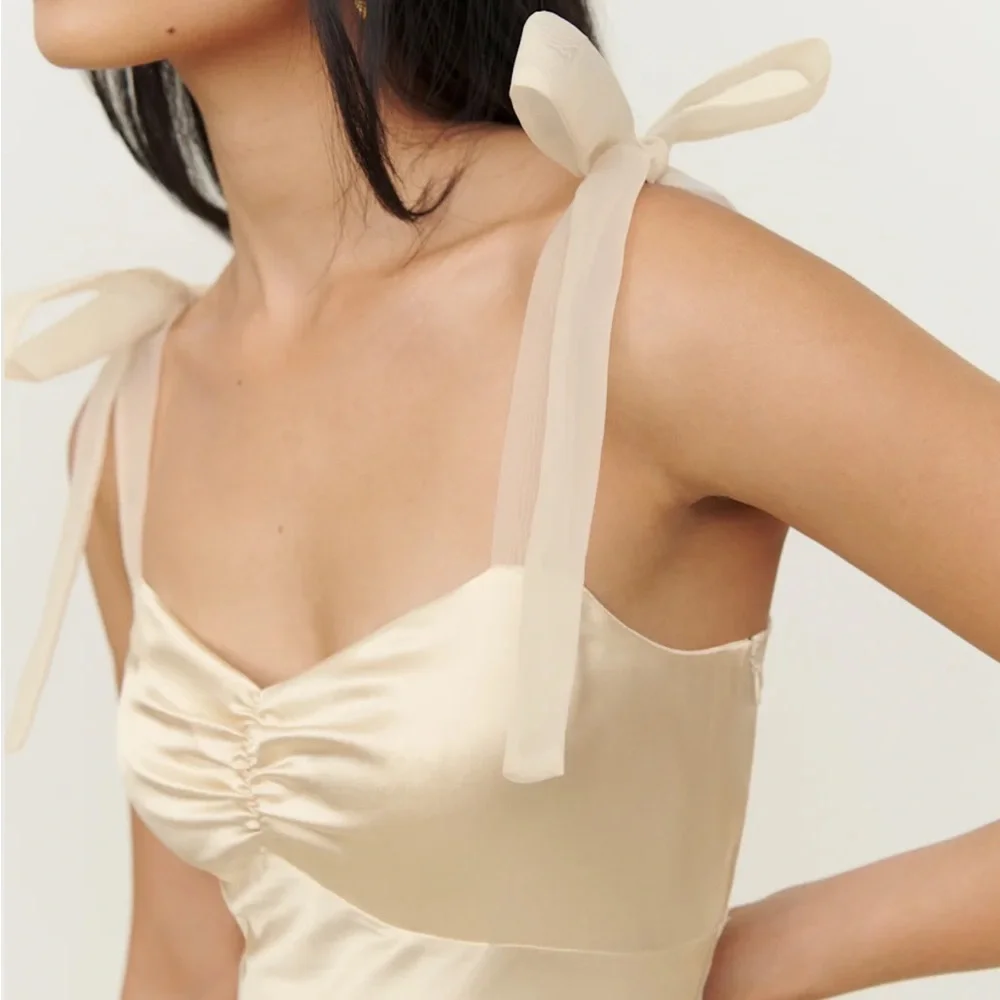 Reformation Alene Silk Ivory Midi Dress - Picture 2 of 11